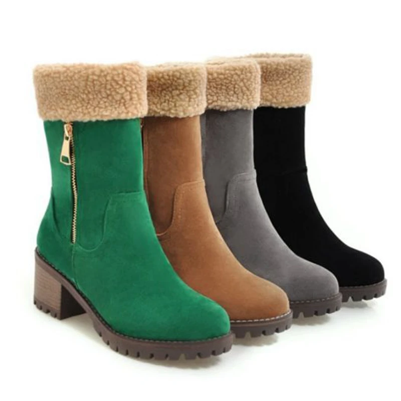2019 New Warm Fur Ankle Snow Boots Winter Casual Shoes Boot High Heels Female Fashion Plus Size | Обувь