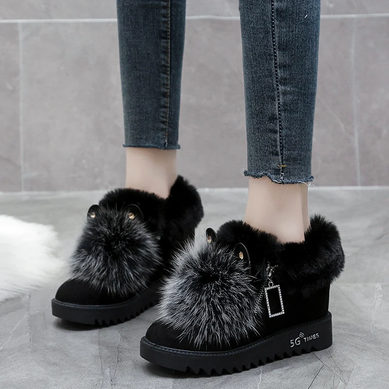 

Moccasin Shoes Loafers Fur Clogs Platform Round Toe Women Casual Female Sneakers Increas Height Modis Moccasins Creepers New