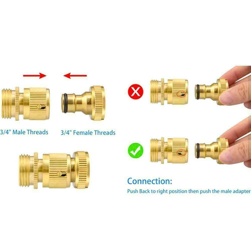 Адаптер для шланга с латунным покрытием 3/4 дюйма быстроразъемный Поворотный