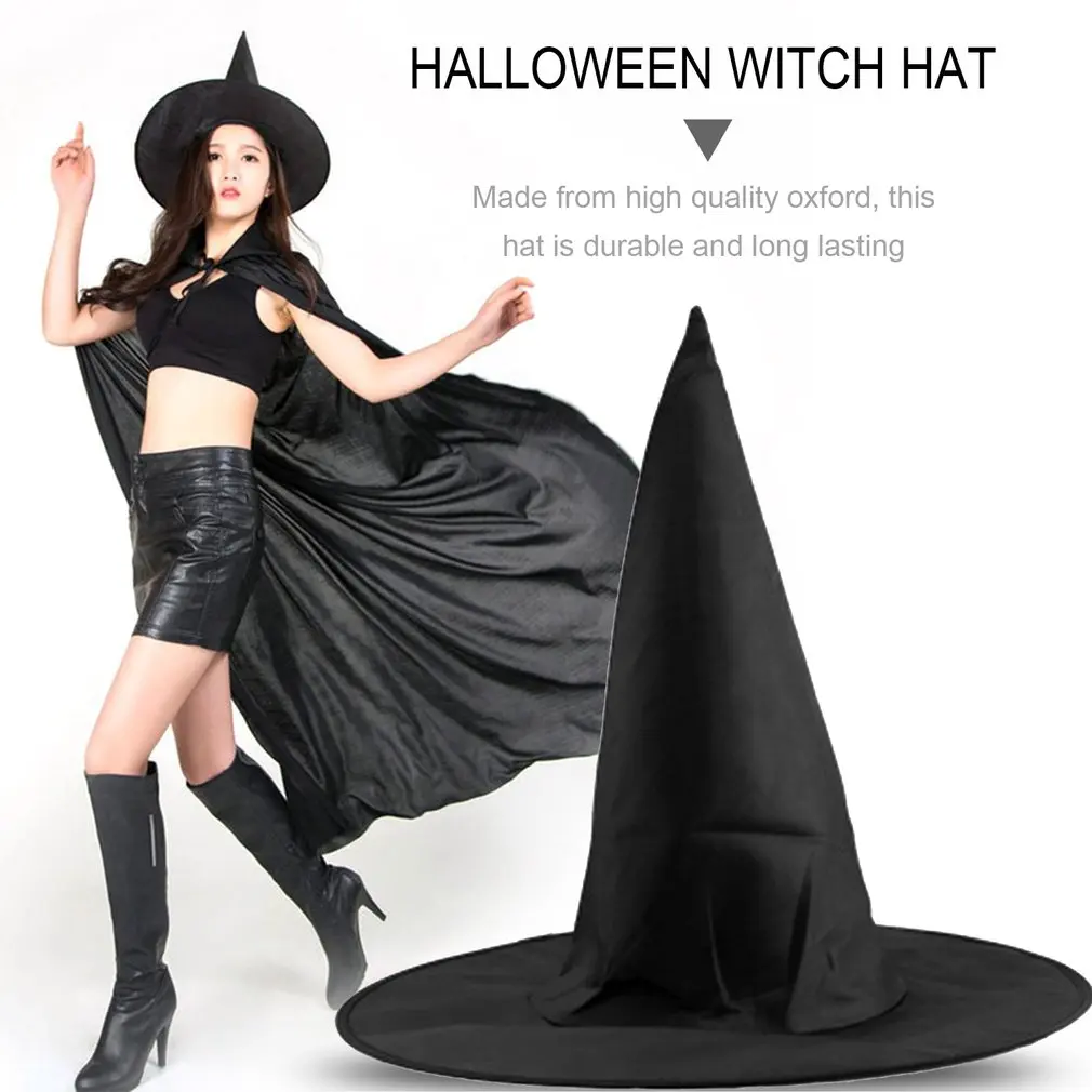2018 New Halloween Oxford Cloth Witch Wizard Hat Magic Wizard's Caps Party Toys Cosplay For Adults And Kids Black Spire | Дом и сад
