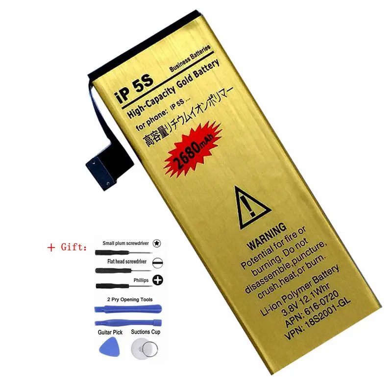 2019 100% новая батарея телефона для iphone 5S реальная емкость 2680mAh с бесплатными