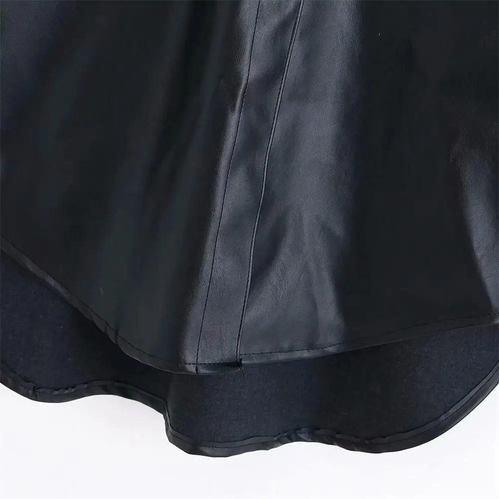 

2019 Women's wear new Lapel long sleeve irregular loose fashion imitation leather mid-long shirt 02969267800