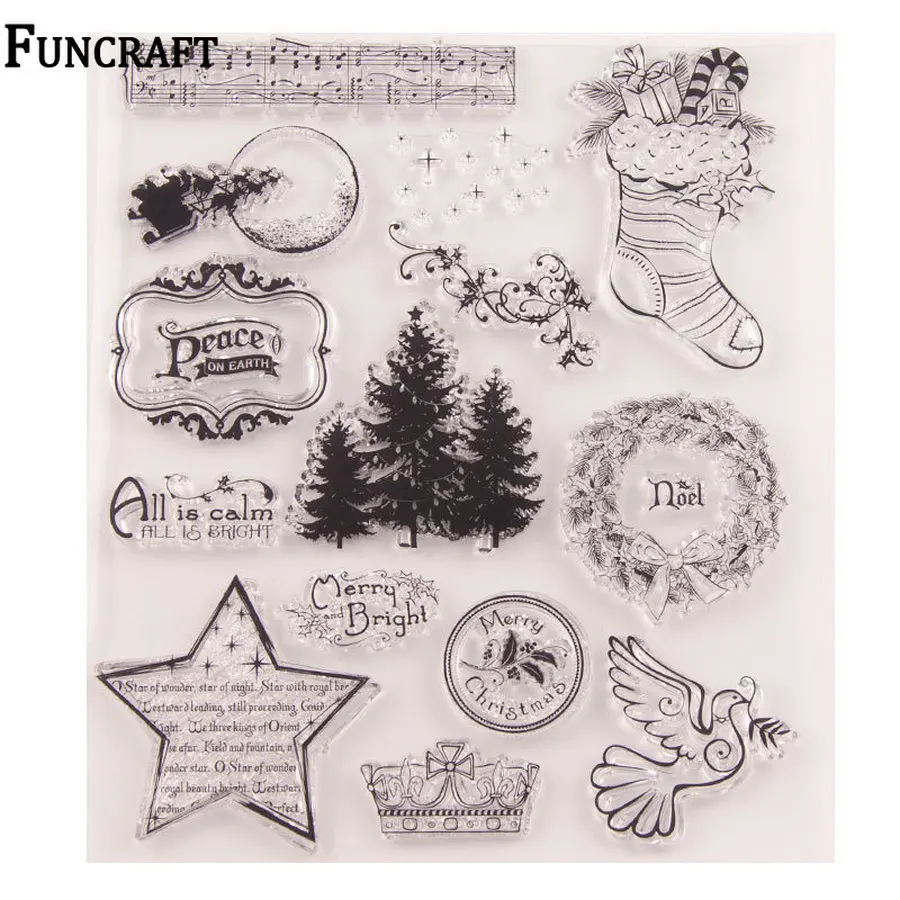 Рождественские носки дерево цветок венок голубь звезда музыкальные ноты