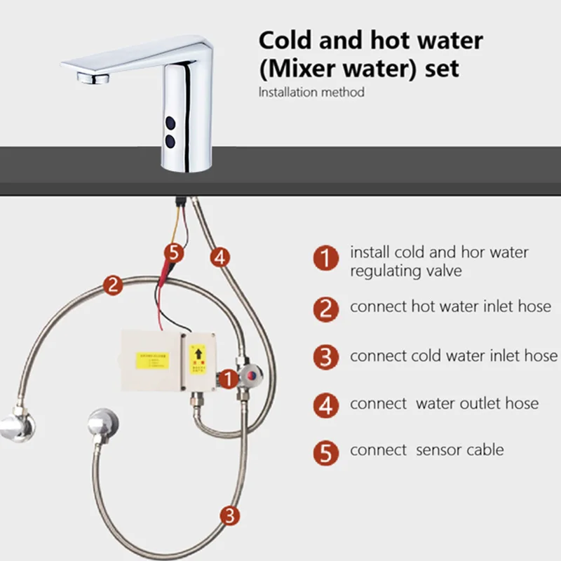 

Infrared Sensor Mixer Tap Faucet Bathroom Sink Water Faucet Electronic Basin Sense Faucets for The Bathroom Deck mounted RW-157