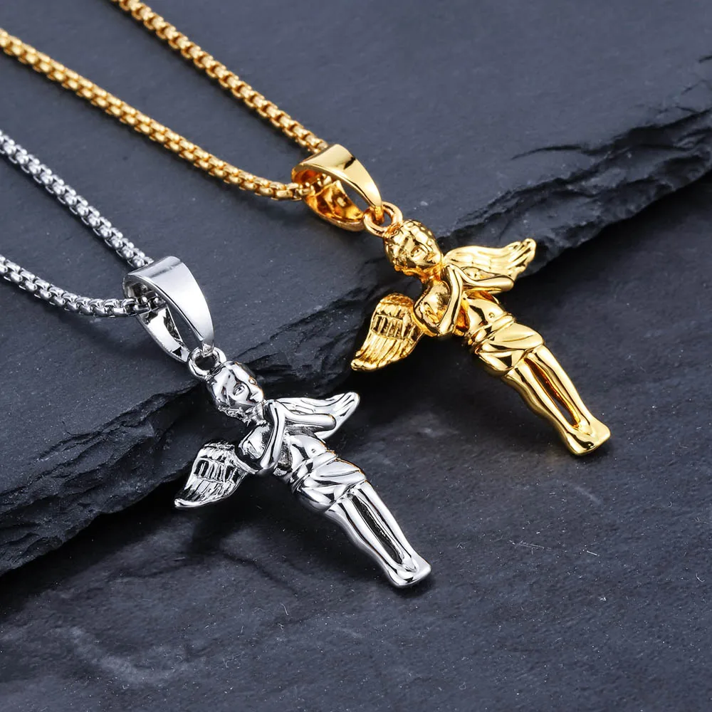 Мужские и женские ожерелья с подвеской в стиле хип хоп маленькие мальчики ангел