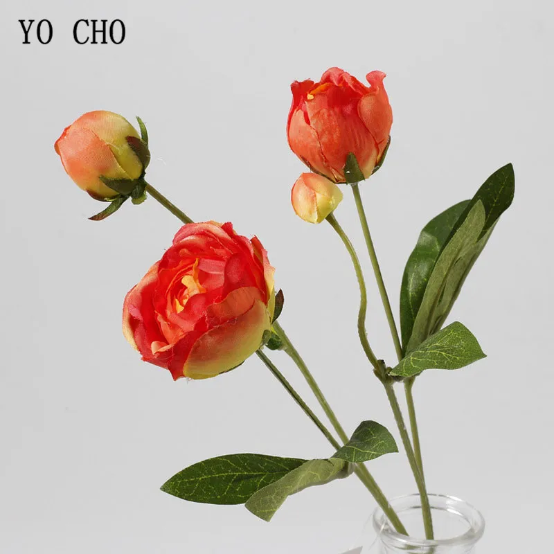 

High Quality 4 Flower Heads Peony Flores Artificial Peony Flower and Bud Decoration for Garden Hallway Home Wedding