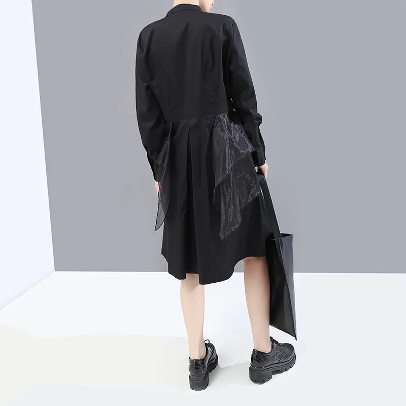 XITAO лоскутное Сетчатое повседневное однобортное платье для женщин 2020 Весенняя