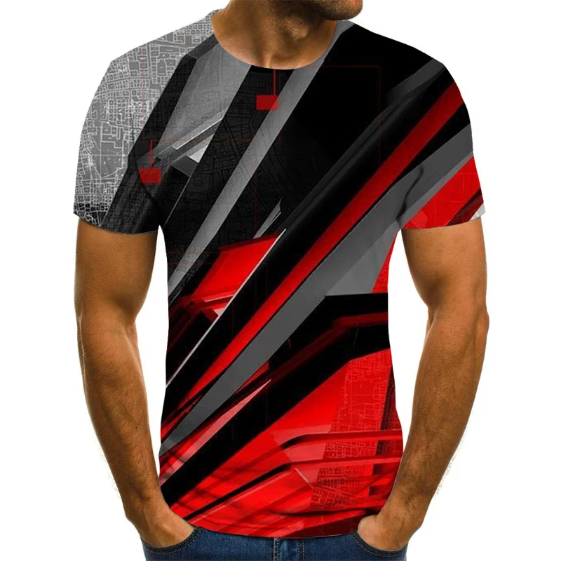 

Casual Men's T-Shirts Men's 3D Plaid Tops Daily Casual Short-Sleeved Summer Fashion O-Neck Shirts Daily Streetwear