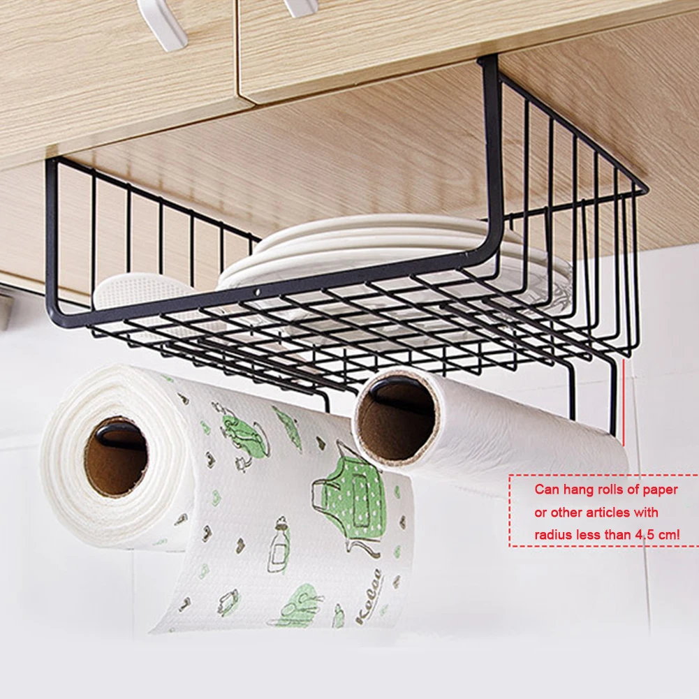 Iron Art Desk Home Wire Under Shelf Kitchen Storage Basket Organizer Cabinet Cupboard Cup Holder Pantry Dual Hook Bookshelf | Дом и сад