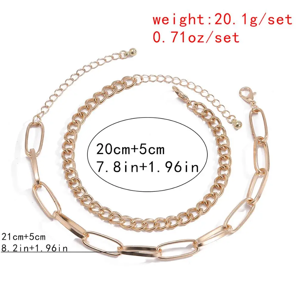 

Salircon Punk Simple Chunky Bracelet for Women Steampunk Link Chain Couple Bracelet on Hand Men's Bracelet Jewelry 2020 Gift