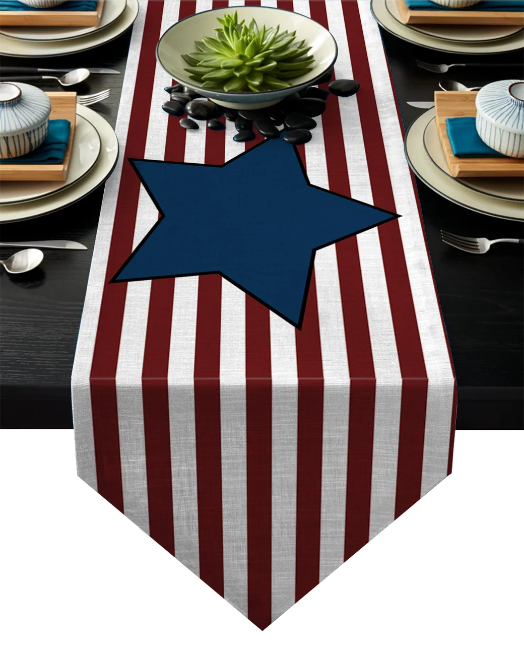 Красный полосатый фон Геометрическая пятиконечная Звезда Настольная дорожка