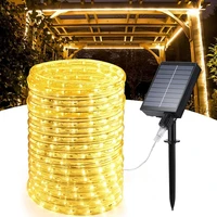7m 12m led solar powered rope strip lights tube rope garland fairy lighting strings for outdoor indoor garden christmas decor