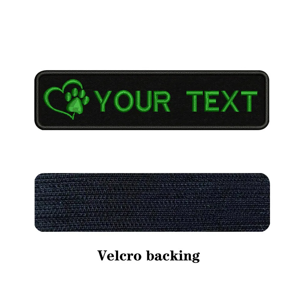 green-Velcro Вышивка на заказ собака отпечаток имя заплатка с текстом 10 см* 2,5 см значок Утюг на или липучке Подложка для одежды брюки рюкзак шляпа - Цвет: green-Velcro