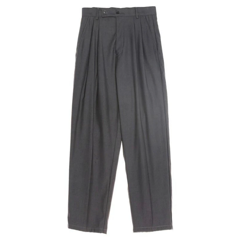 

Men Casual Pants Button Fly Solid Simple Straight Trousers Chic All-match Trendy Mens Korean Style Loose Ankle-length Trendy New