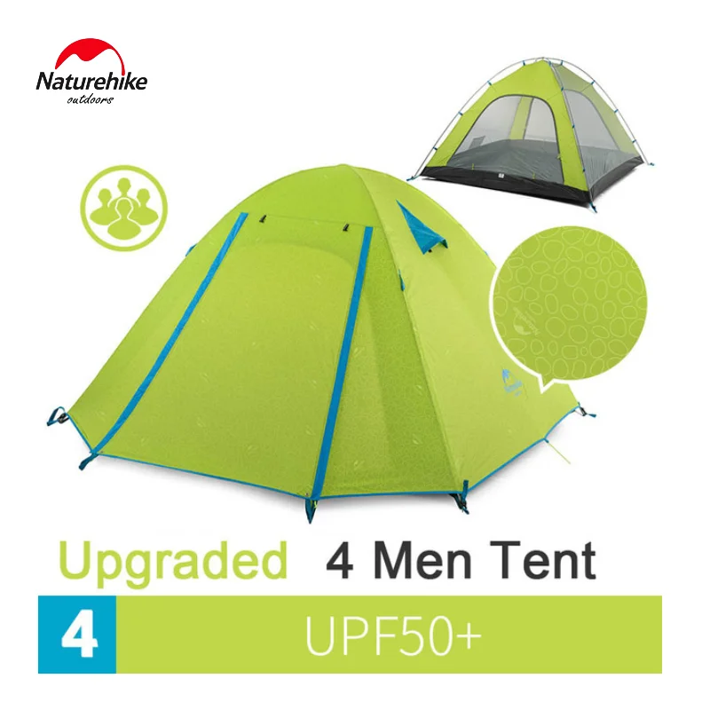 Billig Naturehike 2/3/4 Person Ultraleicht Ultraleicht Wasserdichte Doppel Schicht Anti-uv Sonnenschutz Große Camping Zelte Nylon Atmungsaktive Mes
