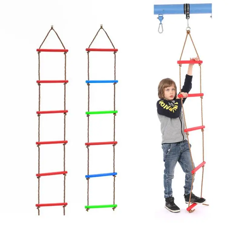 

Wooden Rungs PE Rope Ladder Children Climbing Toy Kid Sport Rope Swing Indoor Outdoor Garden Safe Fitness Equipment beşik ارجوحة