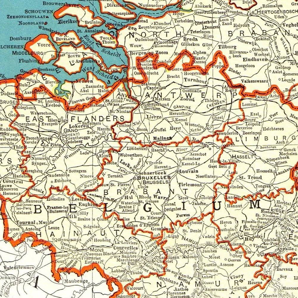 59*84 см винтажная карта Бельгии и Нидерландов в 1936 искусственная живопись холста