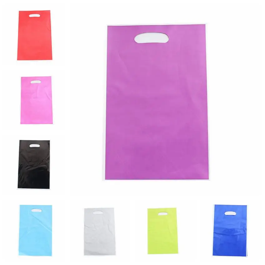 

10pcs Solid color wedding party loot bag color plastic gift bag black white red blue green pink silver birthday cookie candy bag