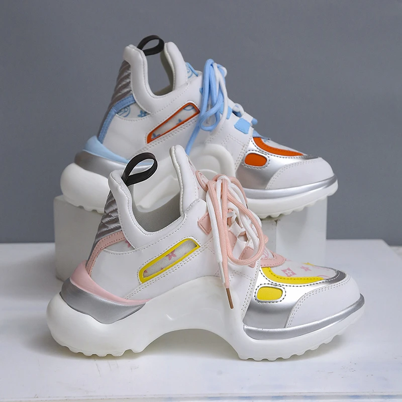 

Женские кроссовки на толстой подошве, дизайнерские кроссовки на платформе, повседневная обувь на массивной подошве, 2021