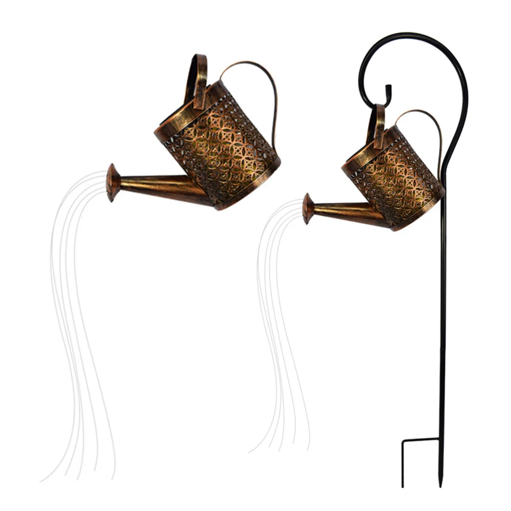 

Outdoor Solar Watering Can Ornament Lamp Garden Art Light Decoration Hollow-out Iron Shower LED Lights String Garden Decorations