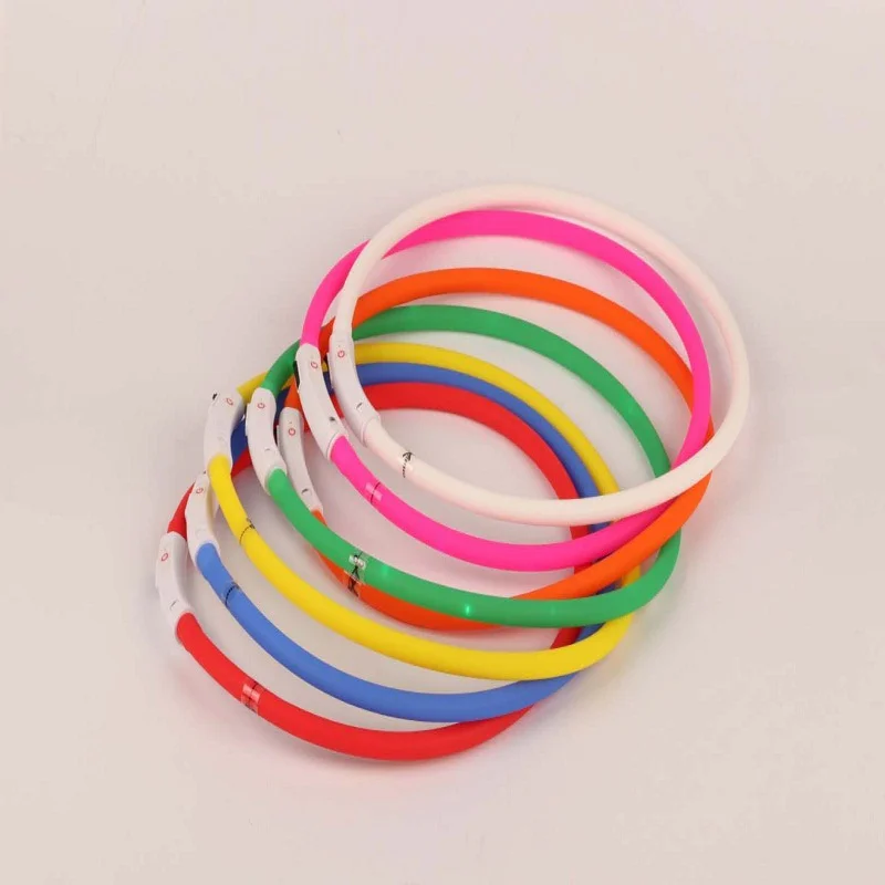 

Personalised Dog Collar LED Pet Dog Collars USB Rechargeable Night Illuminated Dog Adjustable Silicone Collar Cut to Resize