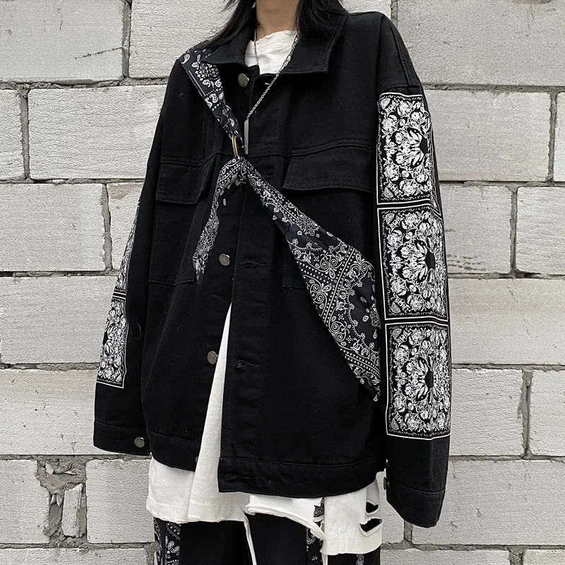 

2021 New Denim Jacket Women Autumn Winter Korean Retro Cashew Flower Stitching Loose Jeans Jacket Streetwear Female Coat Tops