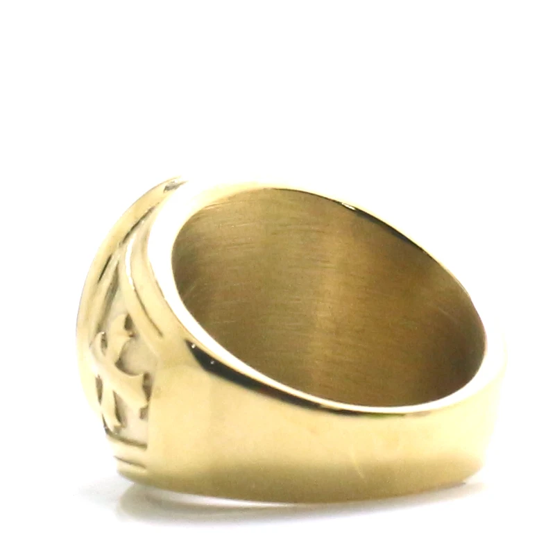 Размер от 6 до 15, мужские кресты, Святого Майкла, защищают нас, 316L, нержавеющая сталь, Золотое новейшее кольцо