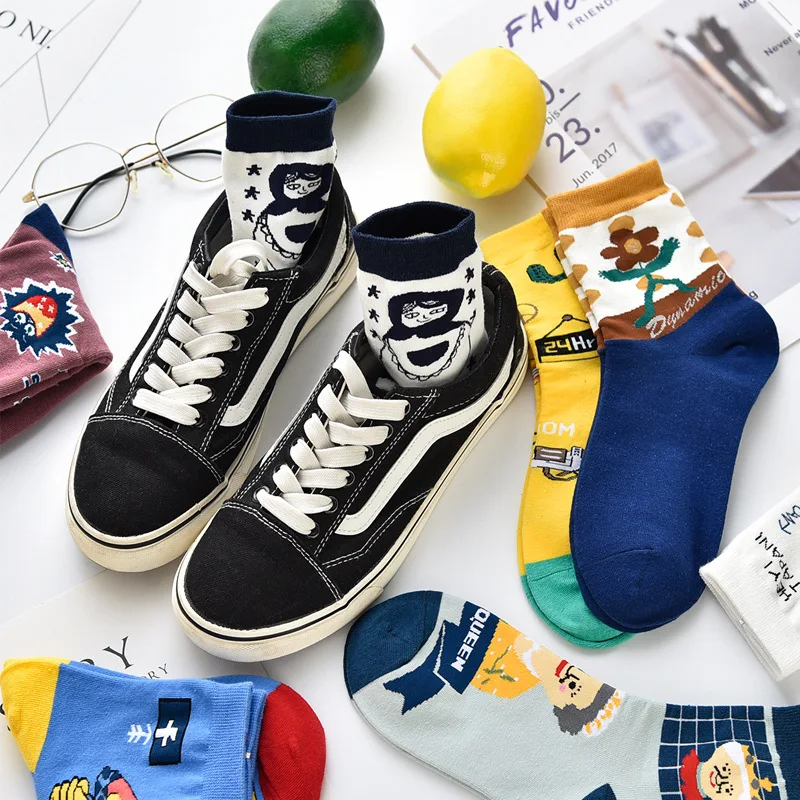 Носки женские хлопковые весна-лето 2020 г. с забавным принтом в Корейском стиле