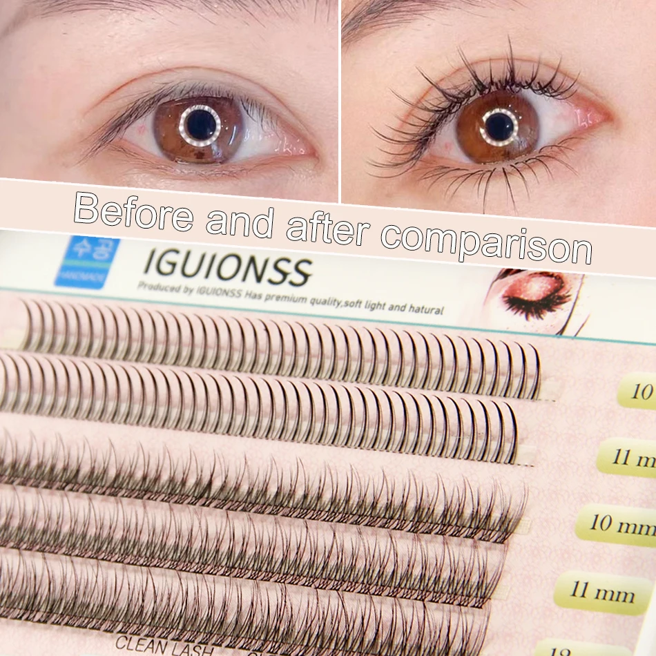 

IGUIONSS 5 rows 203 pcs Eyelashes Single Cluster Self-Grafting Type A Lashes Fishtail Design 10-12mm Mixed Packaging C Curl