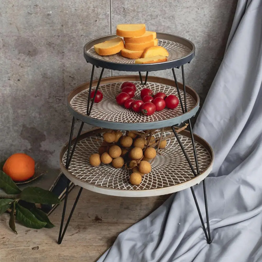 Европейский ретро промышленный Железный Круглый поднос стеллаж для фруктов