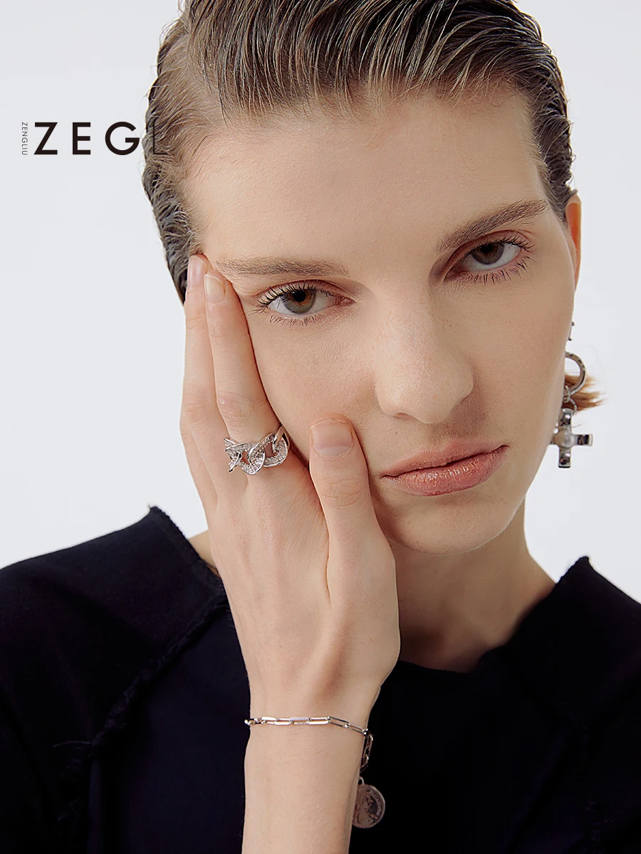 

Zegl High-Grade Light Luxury Index Finger Ring Female Special-Interest Design Refined Personalized Ring Open Ring Fashion Normco