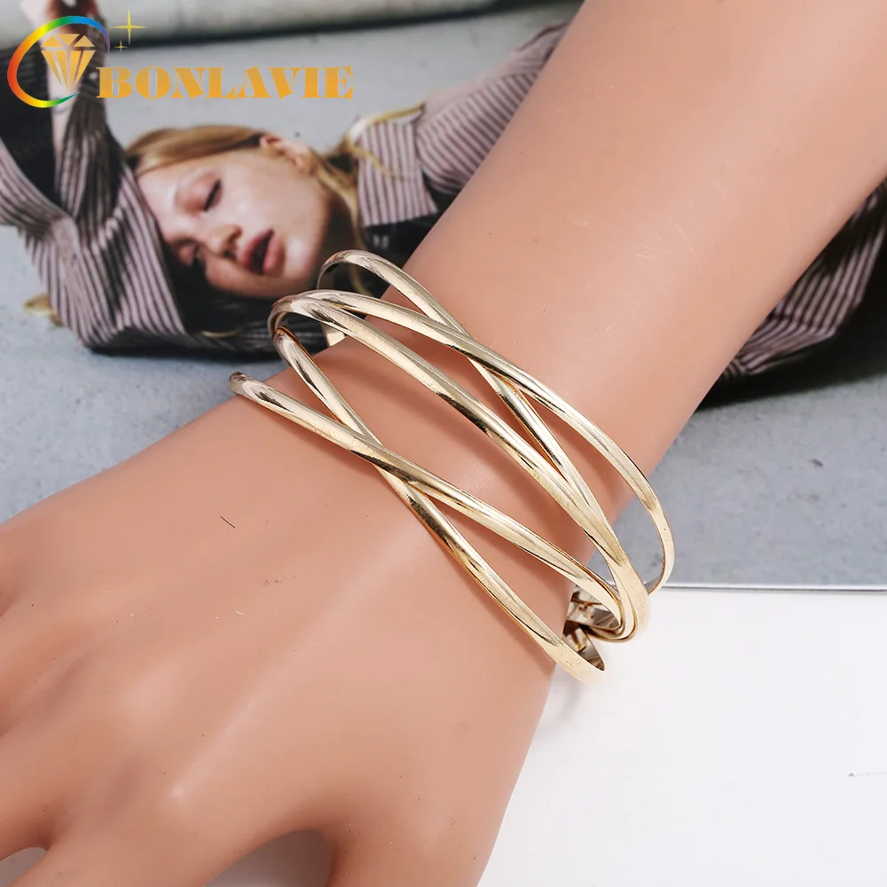 

BONLAVIE Hollow Out Retro Geometric Lines Bracelet Bracelets for Women Jewelry Wholesale
