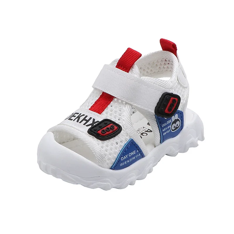 

Toddler Boy Breathable Beach Sandals White Blue Gray Anti-Slip Anti-kick Summer Baby Shoes Newborn Kids Mesh Patchwork Sandalias