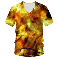 ifpd eu size new fashion v neck t shirt 3d printed colorful abstract art smoke tshirt unisex manwomans short sleeve tees tops