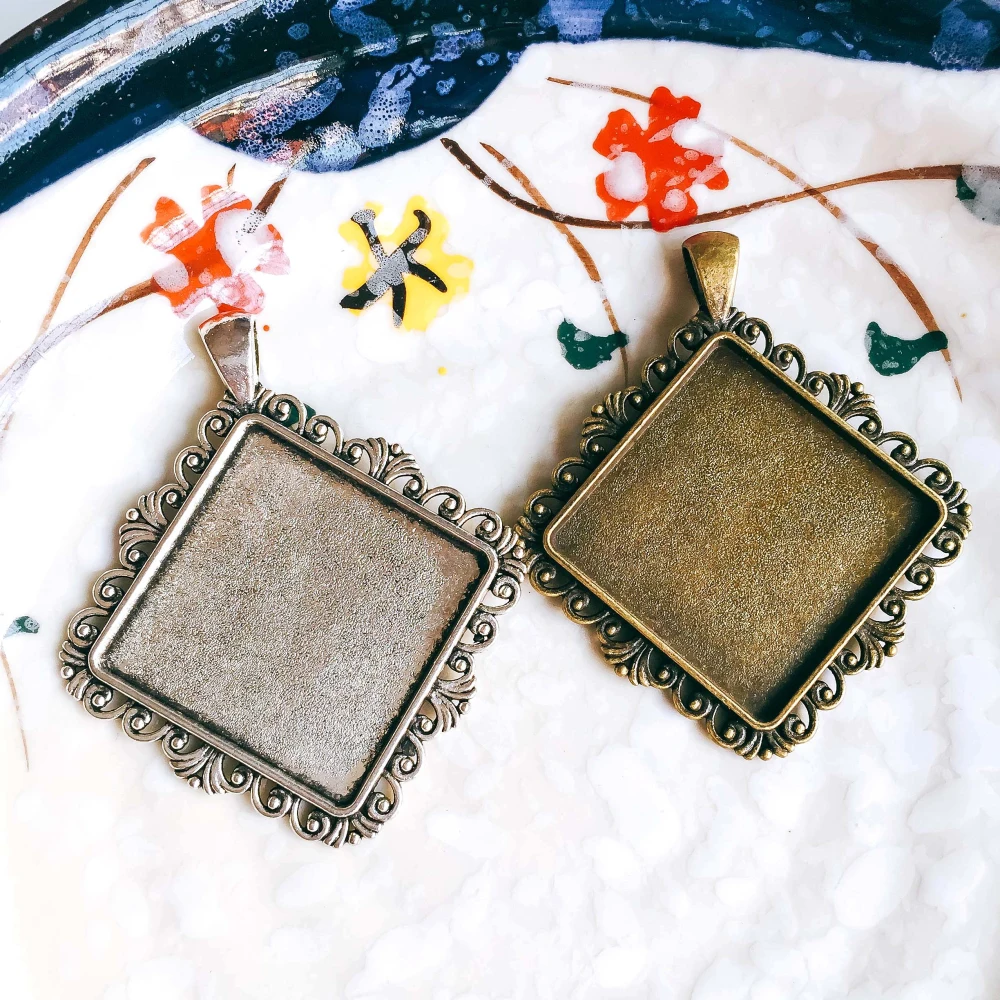 5 шт./лот 30 мм ожерелье с подвеской античная бронза серебро стекло Кабошон Пустые