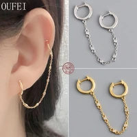 single small earring 925 sterling silver earrings hoop chain simple fashion round earrings for women fine jewelry chain