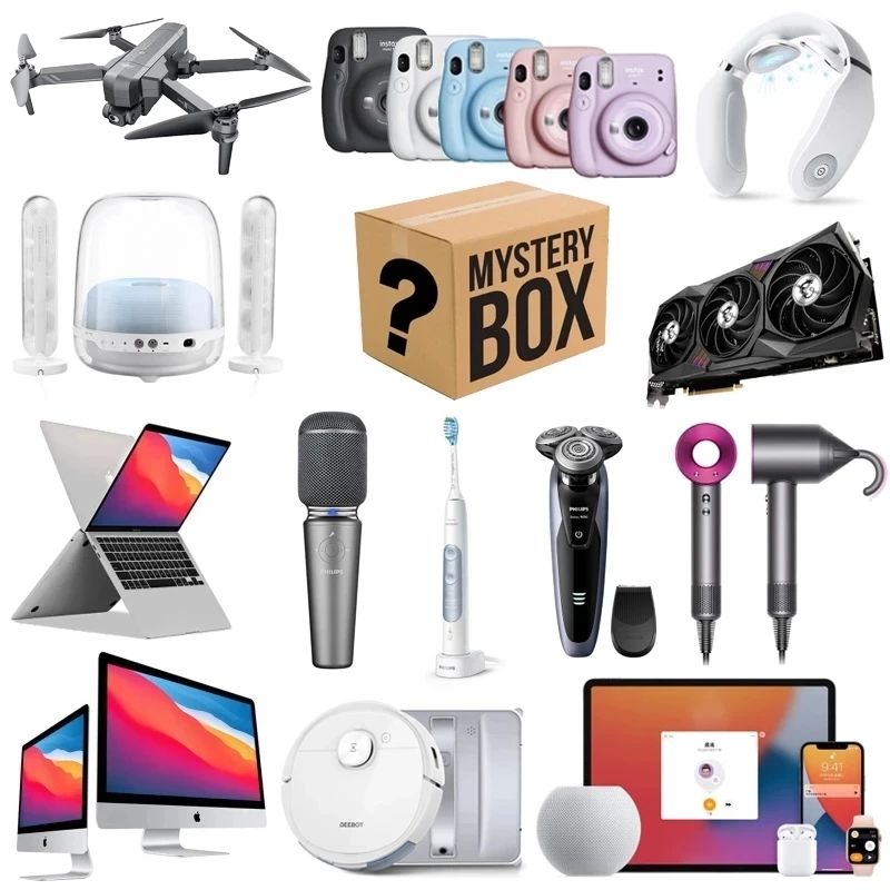 

Mobile Phone Lucky Mysterious Gift Box 100% Win A Lottery Pick Up Blind Box Watch Bluetooth Earphone and Many More Mystery Box.