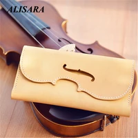 violin wallet long for women high quality vintage ticket holder clutch bag genuine leather wallet card bag handbag handmade