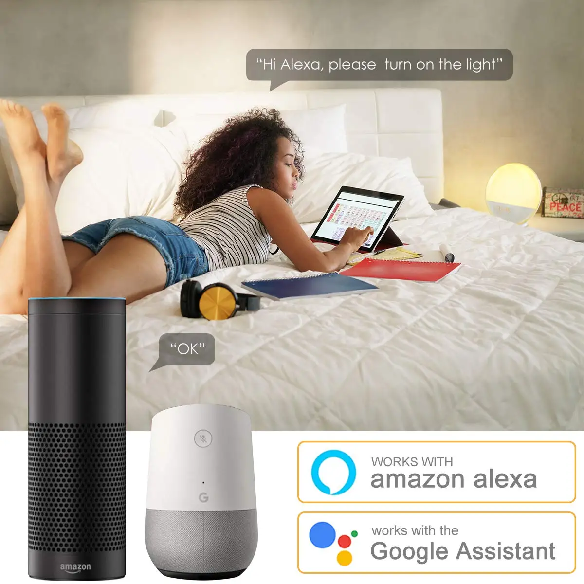 7 цветов Sunrise/Sunset WiFi умный светильник будильник на рабочий день приложение Smart Life