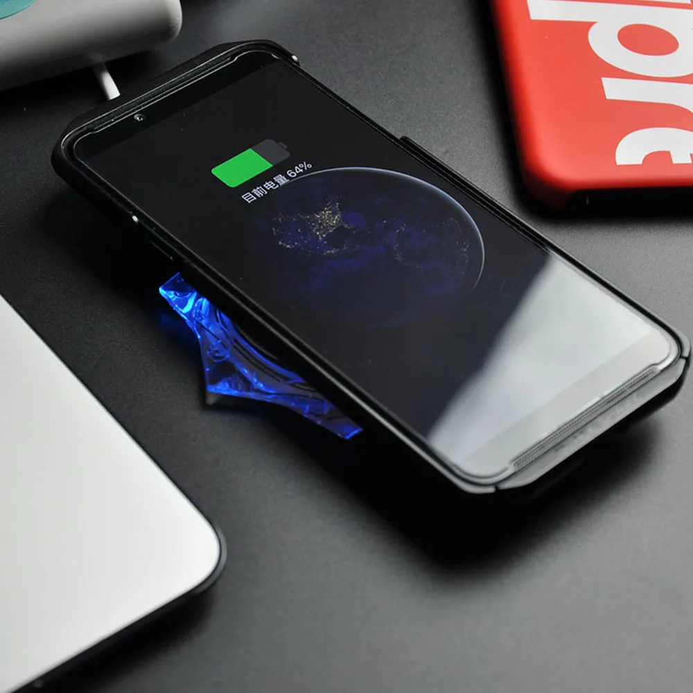 Беспроводное зарядное устройство для iPhone Android Qi супер-тонкий освещение с