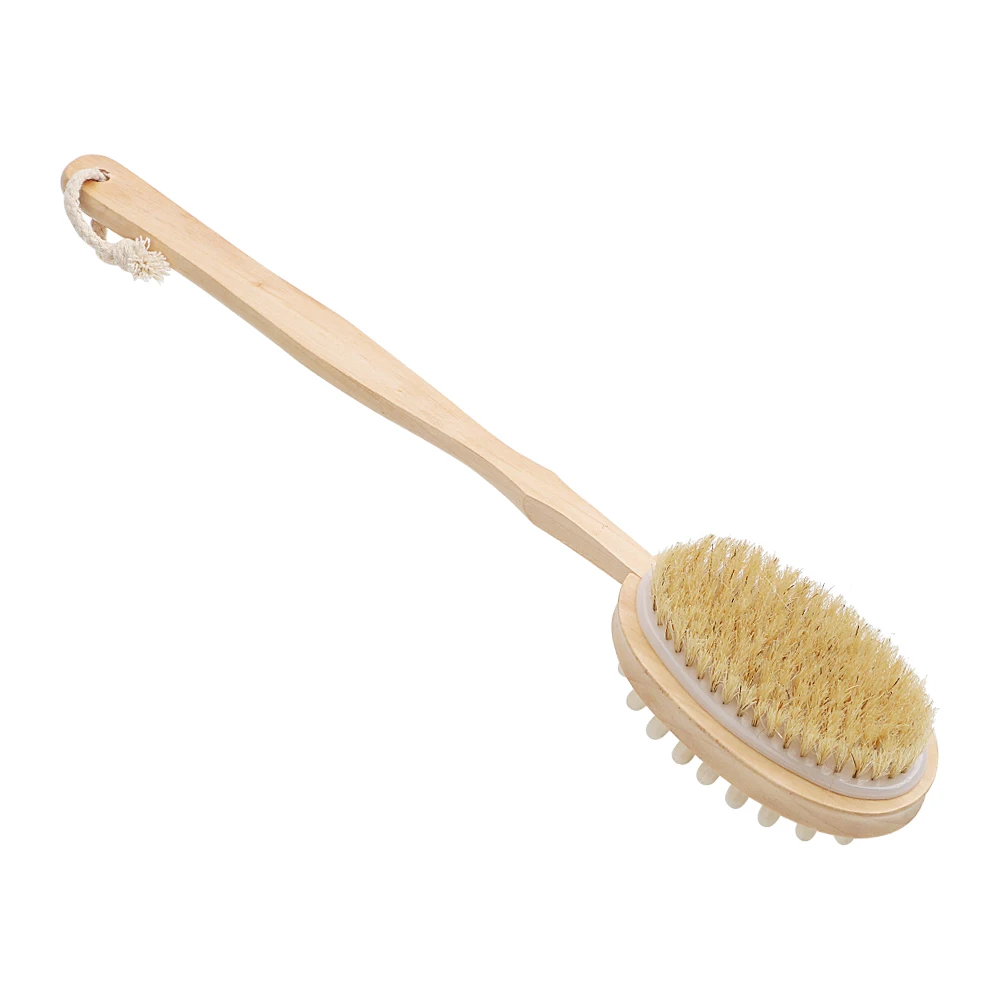 

Natural Bristle Massage Shower Skin Cuticle Grease Remover Bath Accessories Body Back Cleaning Brush Spa Scrubber