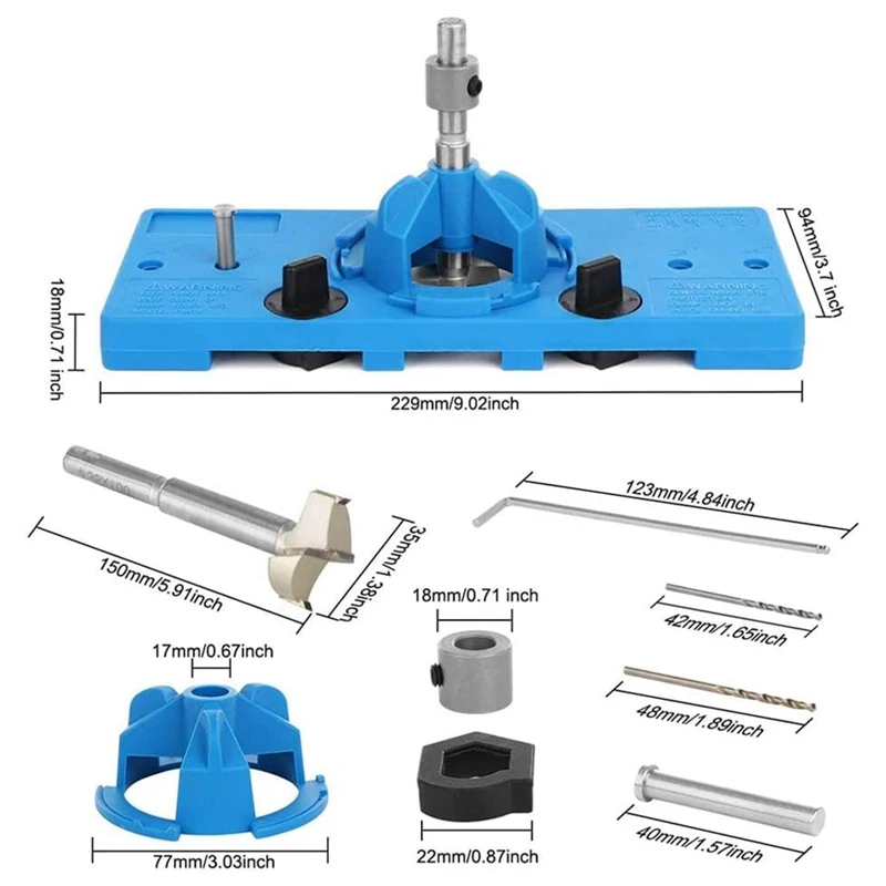 

35mm Concealed Hinge Jig Kit Suitable for Cabinet Door Installation Woodworking Boring Position Locator Tool Kit