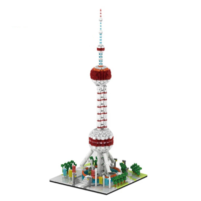 

YZ 063 World Famous Architecture SH Oriental Pearl TV Tower 3D Model Mini Diamond Building Small Blocks Toy for Chindren