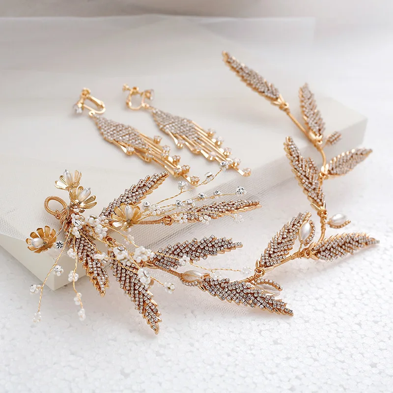 

The New Golden Baroque Bridal Headdress, Exquisite Rhinestone Hair Accessories, Mori series European and American Style Wedding