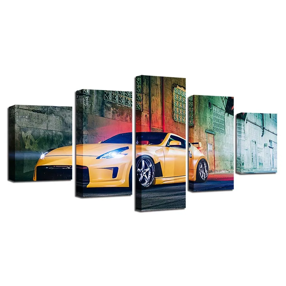 

Wall Art Home Decoration Framework Modular Pictures HD Print 5 Panel Yellows Car Modern Painting On Canvas For Living Room