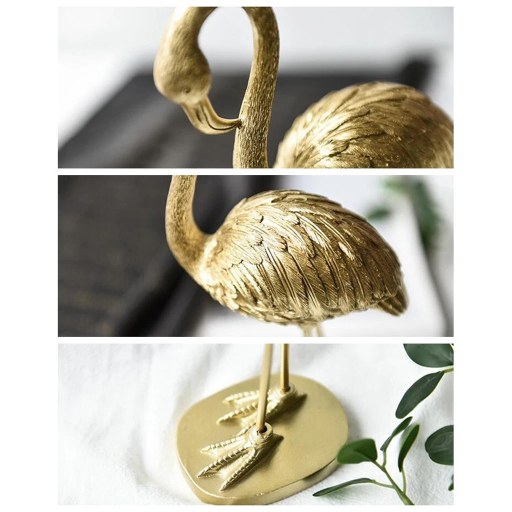 Nordic Style Luxury Golden Flamingo Figurine Home Resin Decoration Crafts TV Cabinet Personality Creative Ornament | Дом и сад