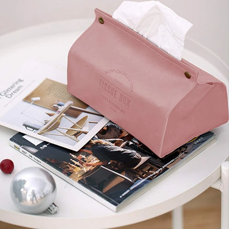 

PU Leather Tissue Box, 2 Pieces Tissue Box Bag, Nordic Style Tissue Box for Home / Living Room / Kitchen