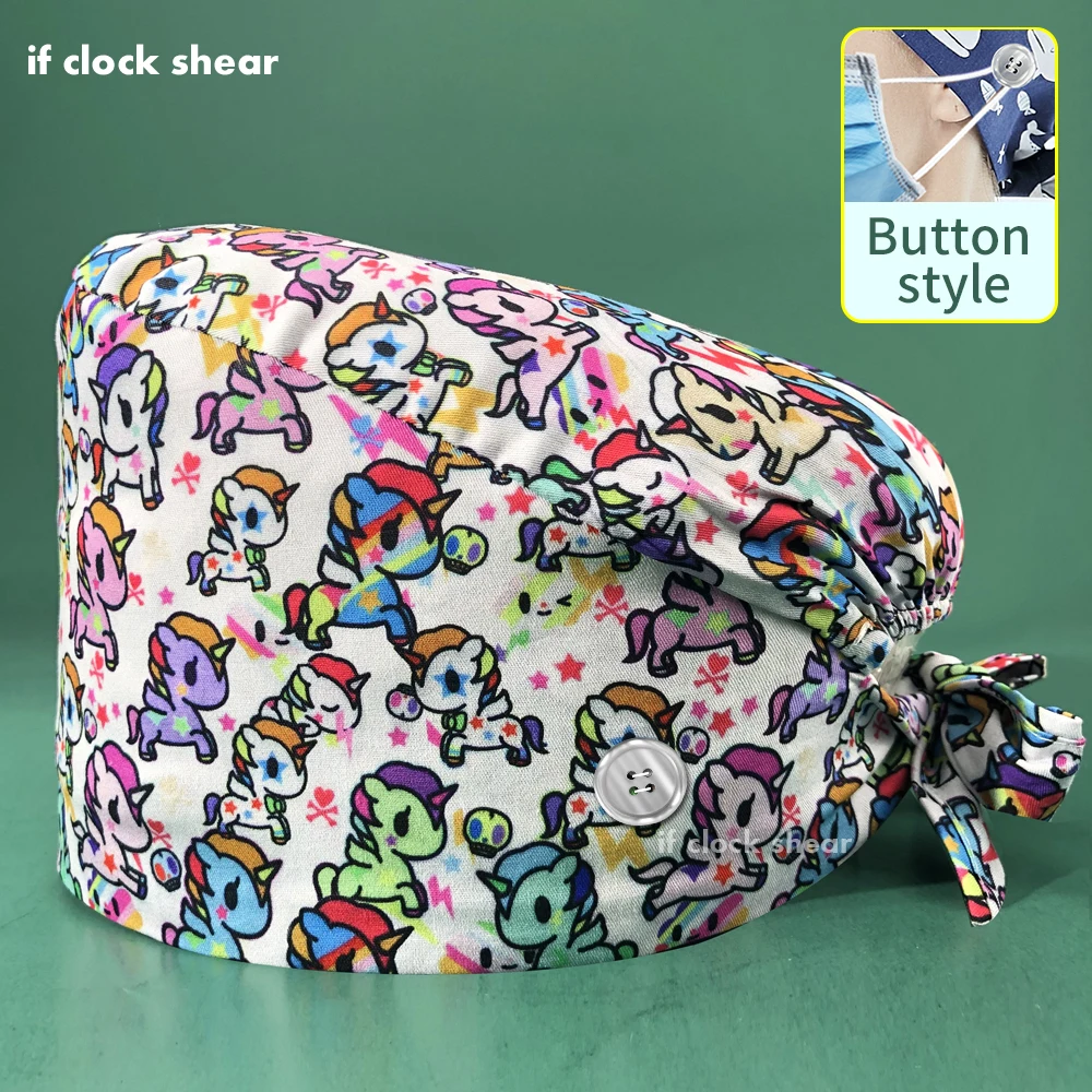 

Дышащая шапочка с печатной кнопкой, Повседневная унисекс шапочка для уличной медсестры, для домашнего работника, модные уличные шапочки дл...