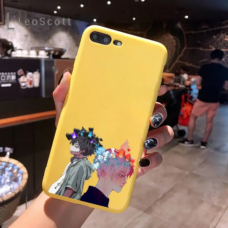

My hero academia Phone Case Yellow Candy Color for iPhone 6 7 8 11 12 s mini pro X XS XR MAX Plus