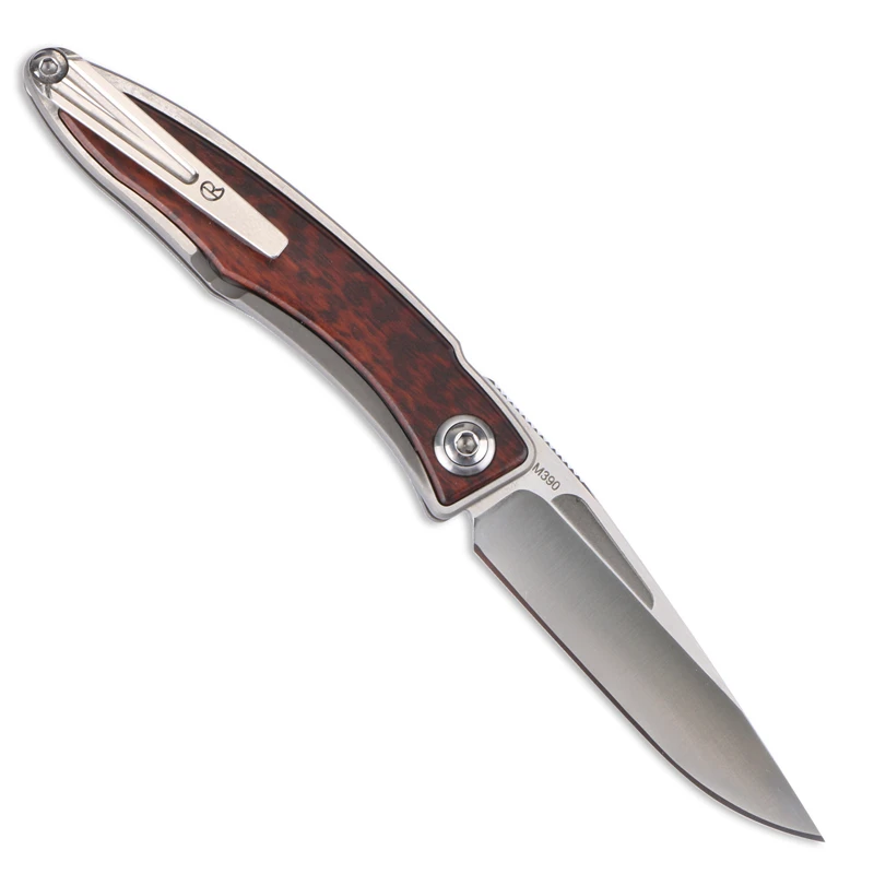 Mnandi M390 джентльменский складной нож из змеиной древесины+ ручка из титанового сплава TC4, Мини Портативный нож, инструмент, кухонный нож для фруктов, для кемпинга